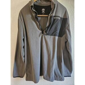 Timberland Sweater Large Men's Gray Black 1/4 Zip Fleece Pullover Outdoors